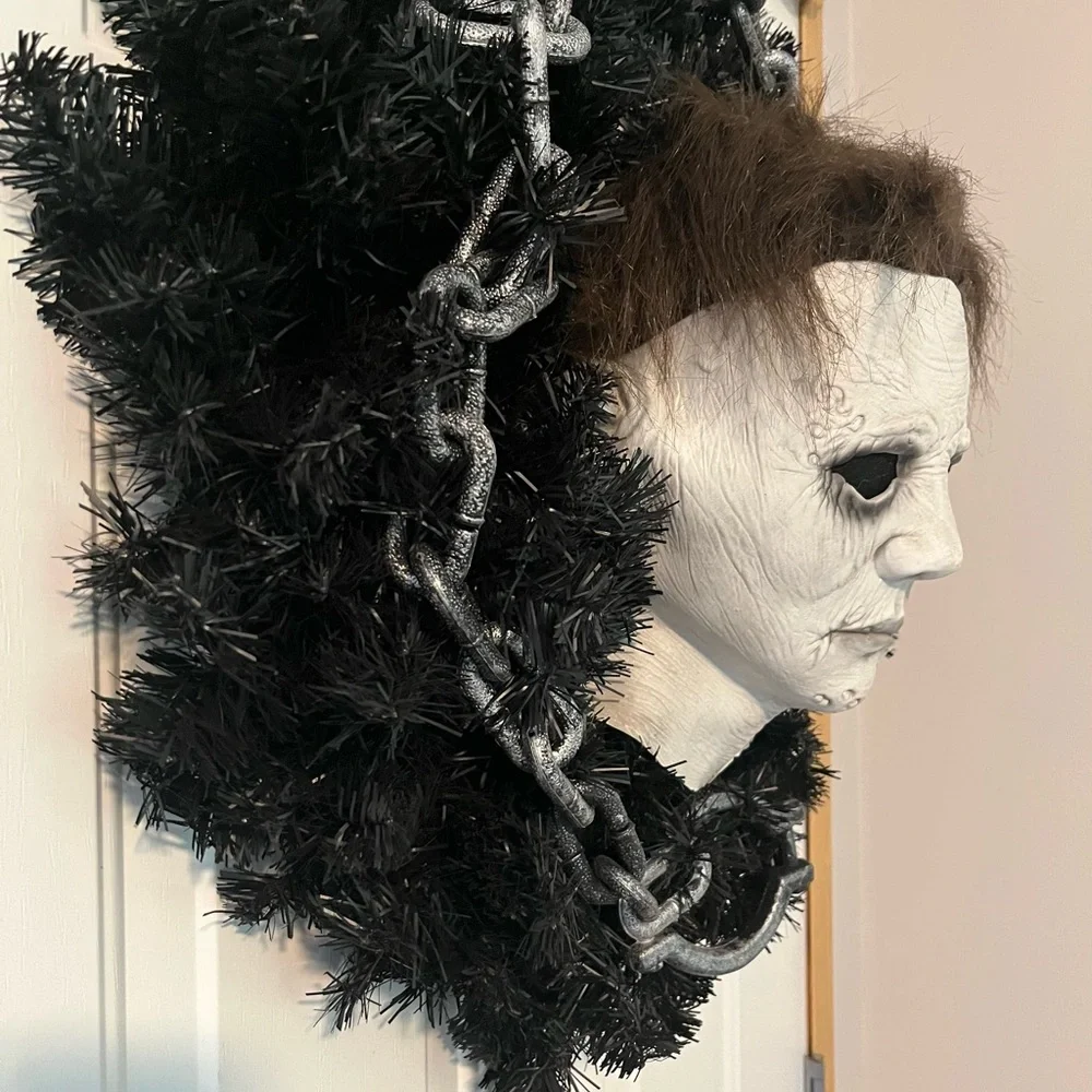 Halloween Wreath Horror Movie Killer Mask Bloody Knife Halloween Horrir Film 24”